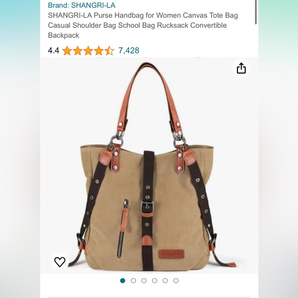 Shanghai-la tan canvas purse bag with buckles, zippers, pockets